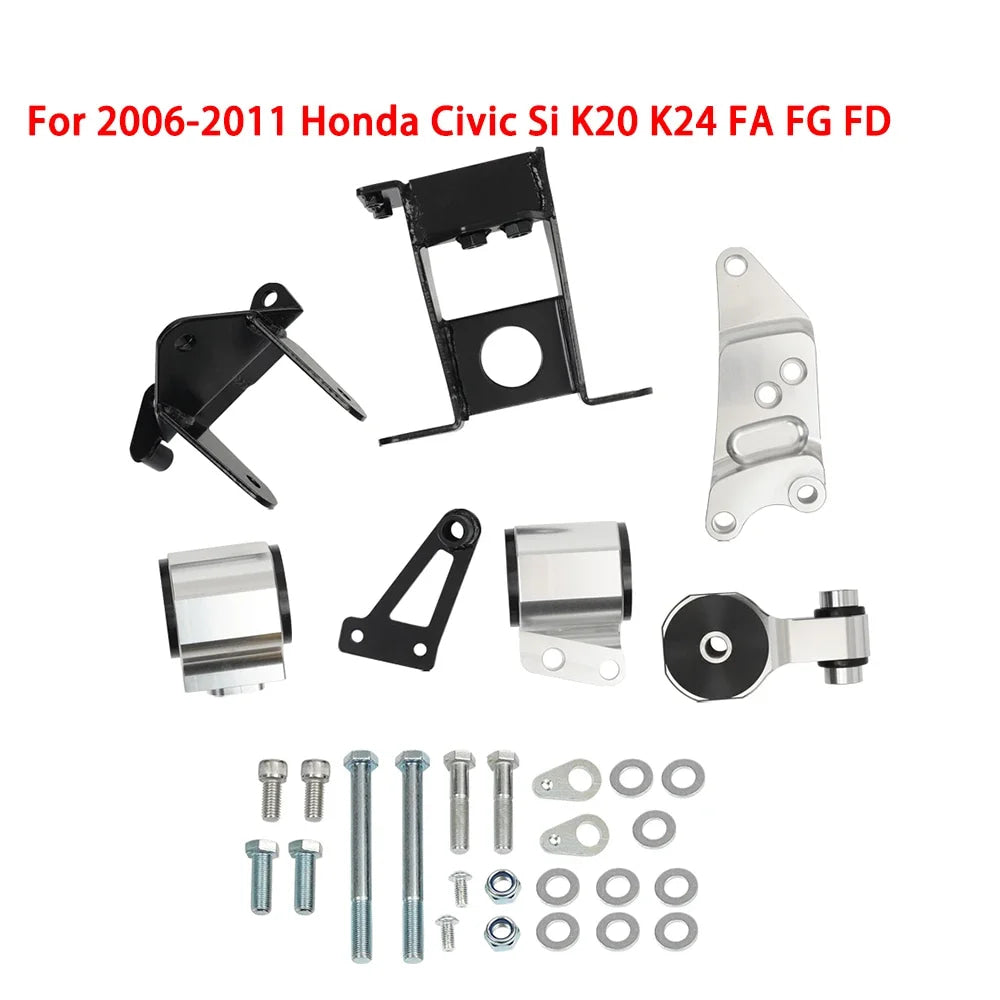Engine Mounting Bracket Engine Swap Mount Kit Set For 2006-2011 Honda Civic Si K20 K24 FA FG FD