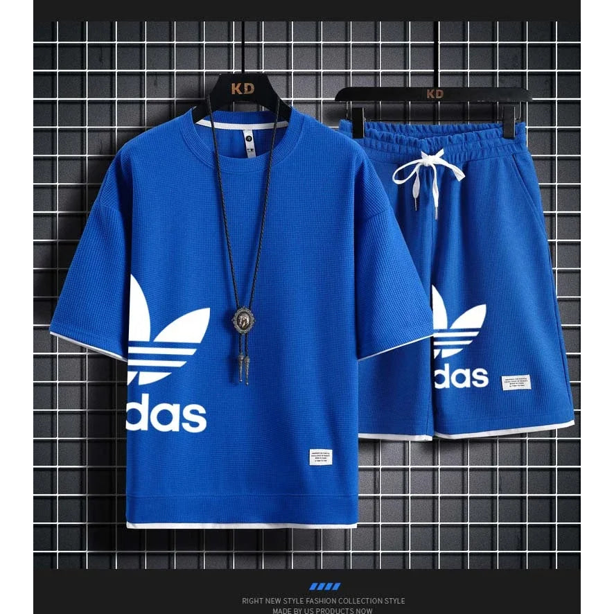 Summer 2026 New Men's pullover sportswear Set, fashionable basketball men's casual short-sleeved T-shirt + shorts two-piece set