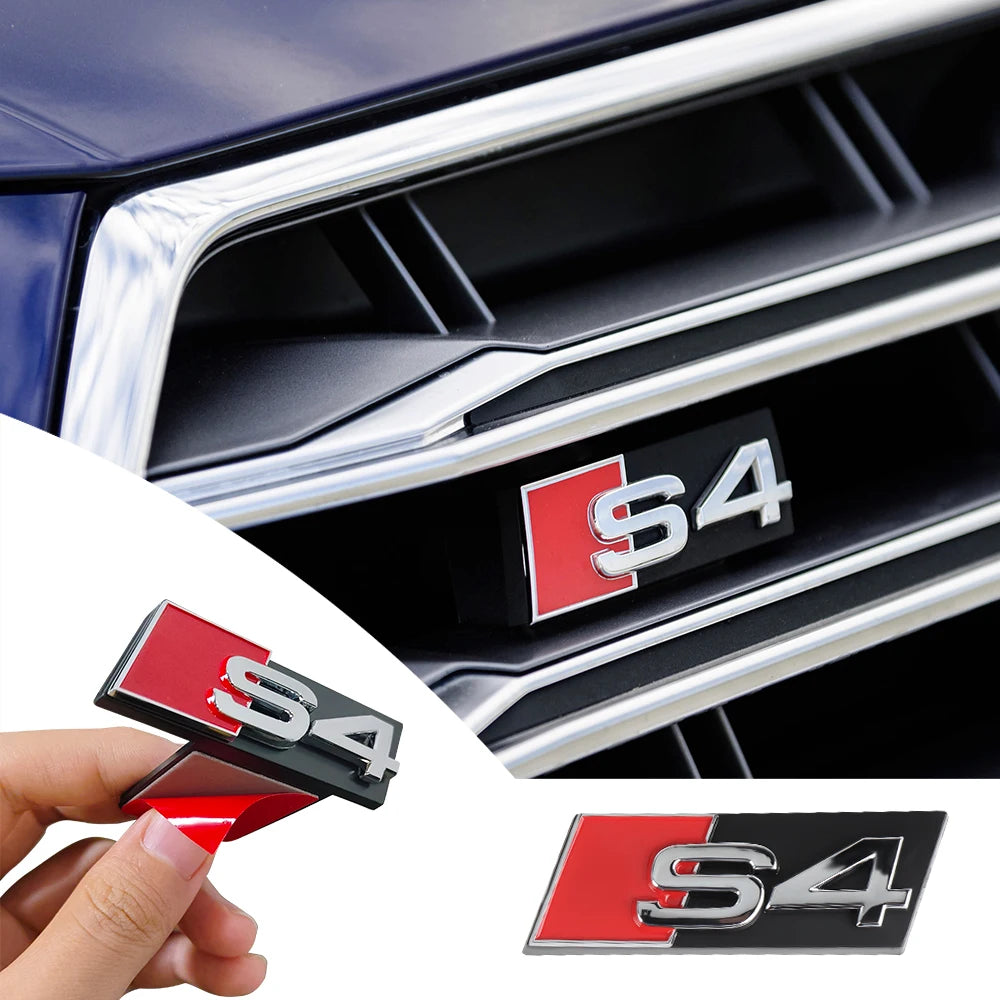 1PCS Car Front Grille Badge Decoration Plastic Sticker Exterior Modification Center Cover For Aud S4 S3 S5 S6 S7 S8 B7 B6 Q2 C6