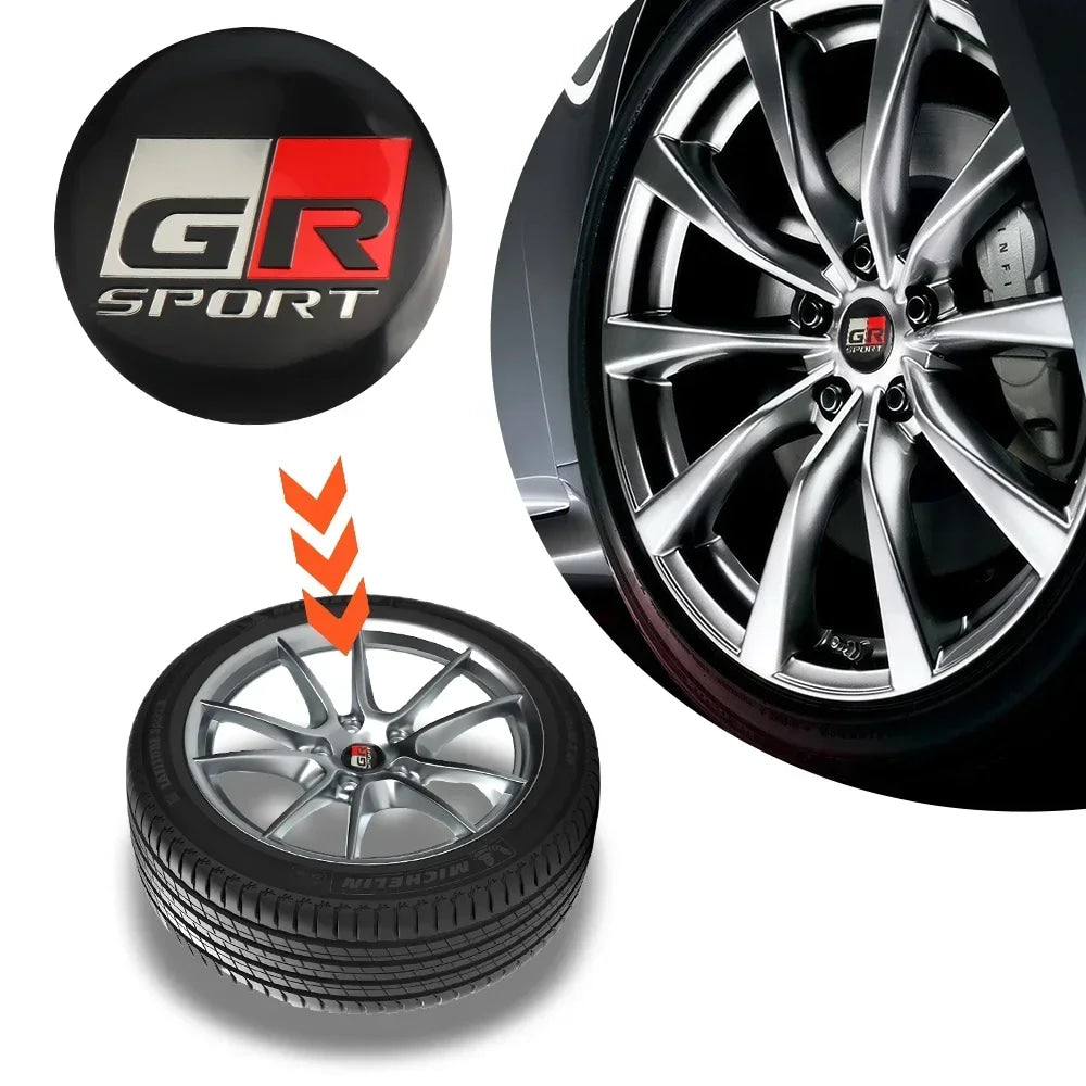 4Pcs 56MM Car Styling Aluminum Wheel Center Hub Caps Stickers For Toyota Rav4 Corolla Camry Aqua Yaris Cross Auris TRD GR Sport