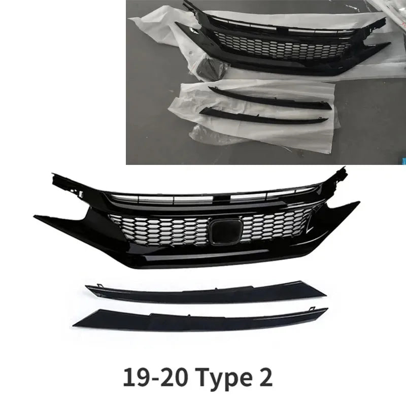 For Honda Civic 10th Gen 2016-2021 Front Grille Racing Grill Net Car Grid Splitter Upper Bumper Hood Mesh Grills
