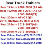 Car Logo Badge Black SFront Grille Rear Trunk 4Ring Sticker Emblem For Audi A1 A3 A4 A5 A6 A7 S3 S4 S5 S6 RS3 RS4 RS6 Q3 Q5 Q7