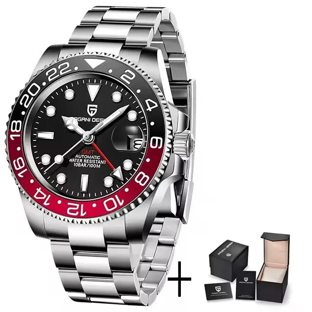 PAGANI DESIGN 2026 GMT Watches Men Luxury Sapphire Automatic Mechanical Watch 40MM Stainless Steel Waterproof Watches for men