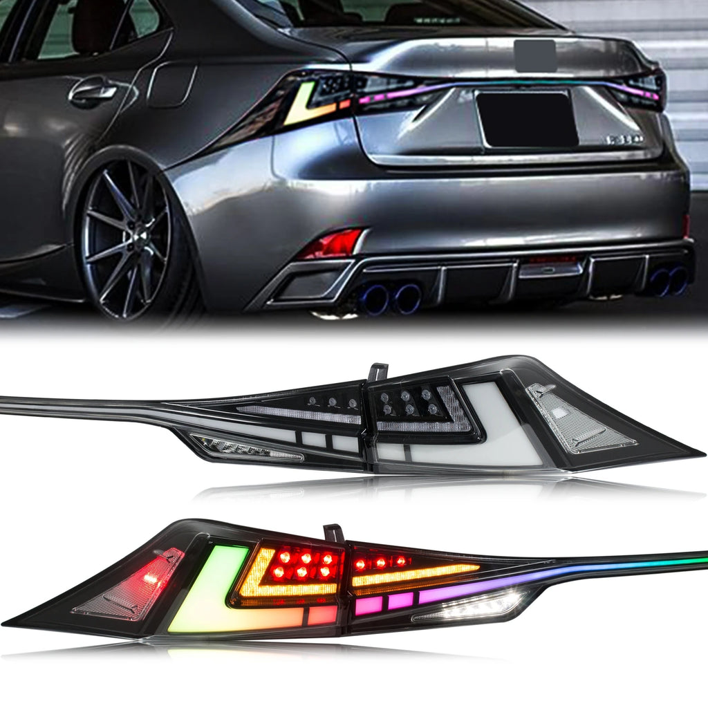 LED RGB Tail Lights for Lexus IS250 IS350 IS200t IS300 ISF 2014-2020 3IS Sequential Turn Signal Rear Trunk Lid Lamps Assembly
