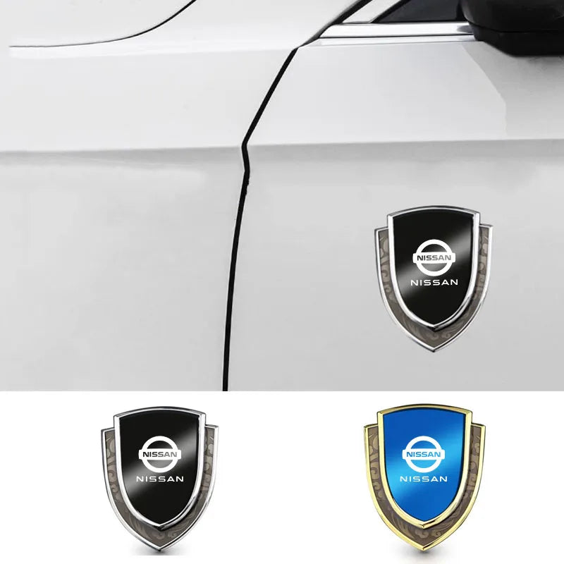 Car Metal Shield Emblem Car Side Fender Body Trunk Badge Sticker for Nissan Qashqai Juke Micra X-Trail Sentra Patrol Accessories