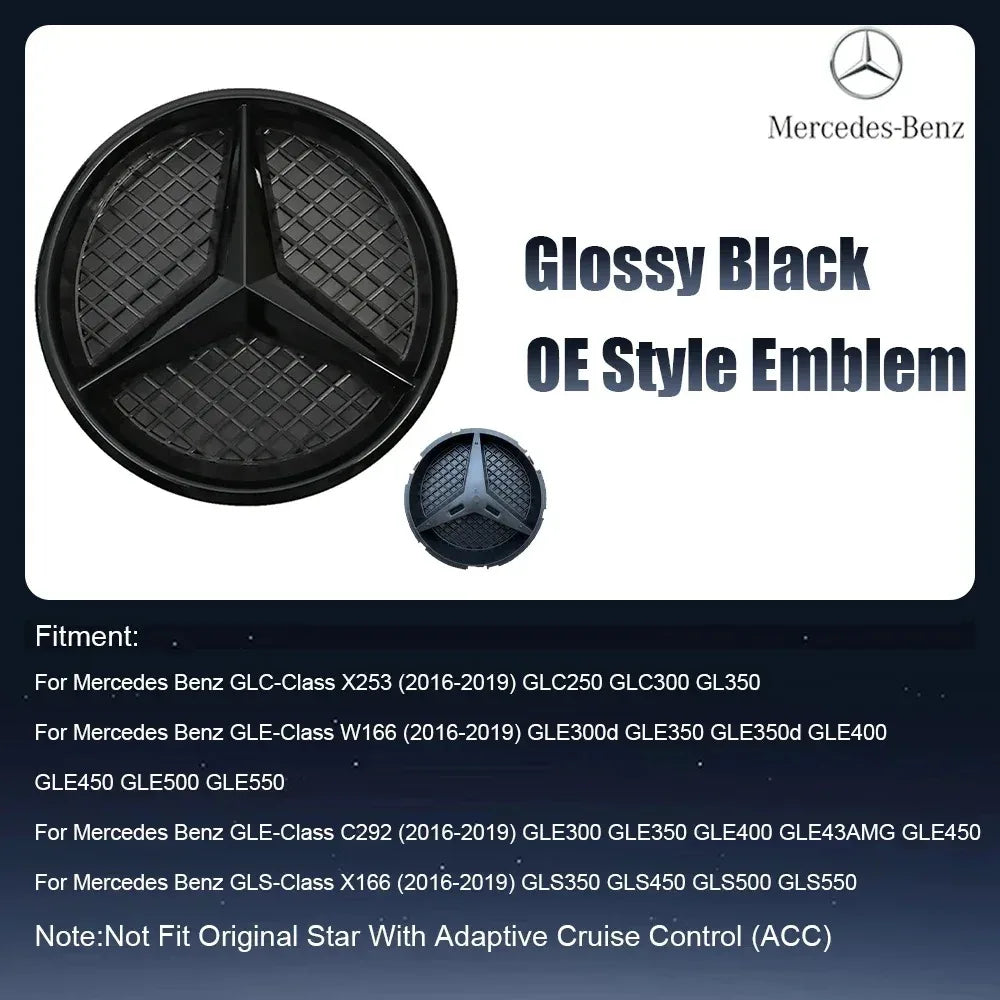 Front Grill Star Emblem  Logo Badge For Mercedes BenzX253 GLE GLC GLS W166 C292 X166 2016-2019