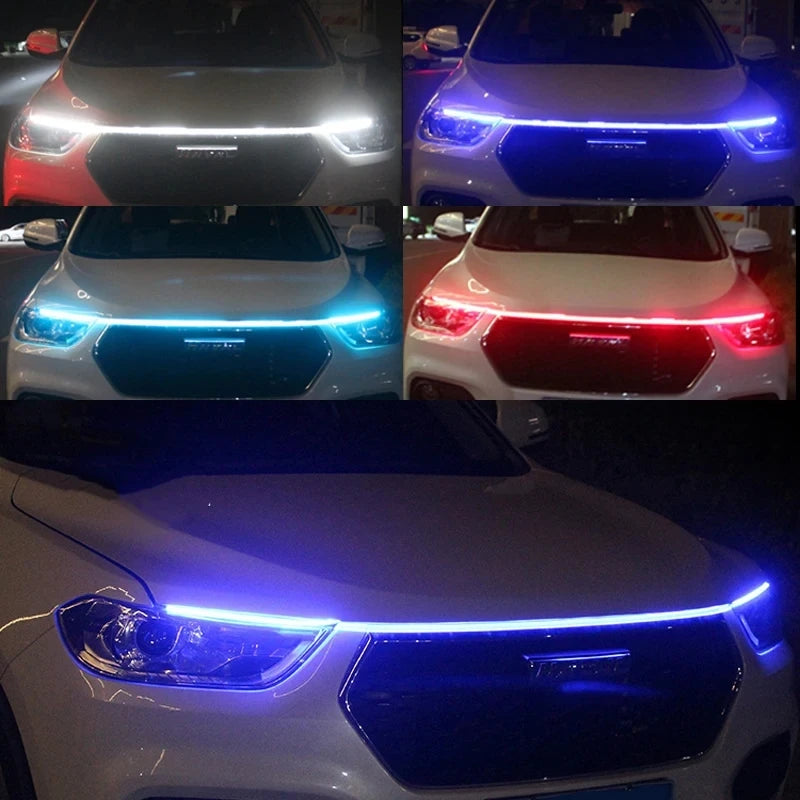 Luz LED de conducción diurna de 150cm, luces decorativas DRL para capó de coche, guía para capó de motor, lámpara ambiental decorativa de 12V