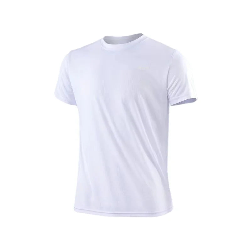 Camiseta de manga corta de secado rápido para hombre, camisa deportiva de gimnasio para correr, absorbe la humedad, cuello redondo, entrenamiento, ejercicio, gimnasio, Tops ligeros