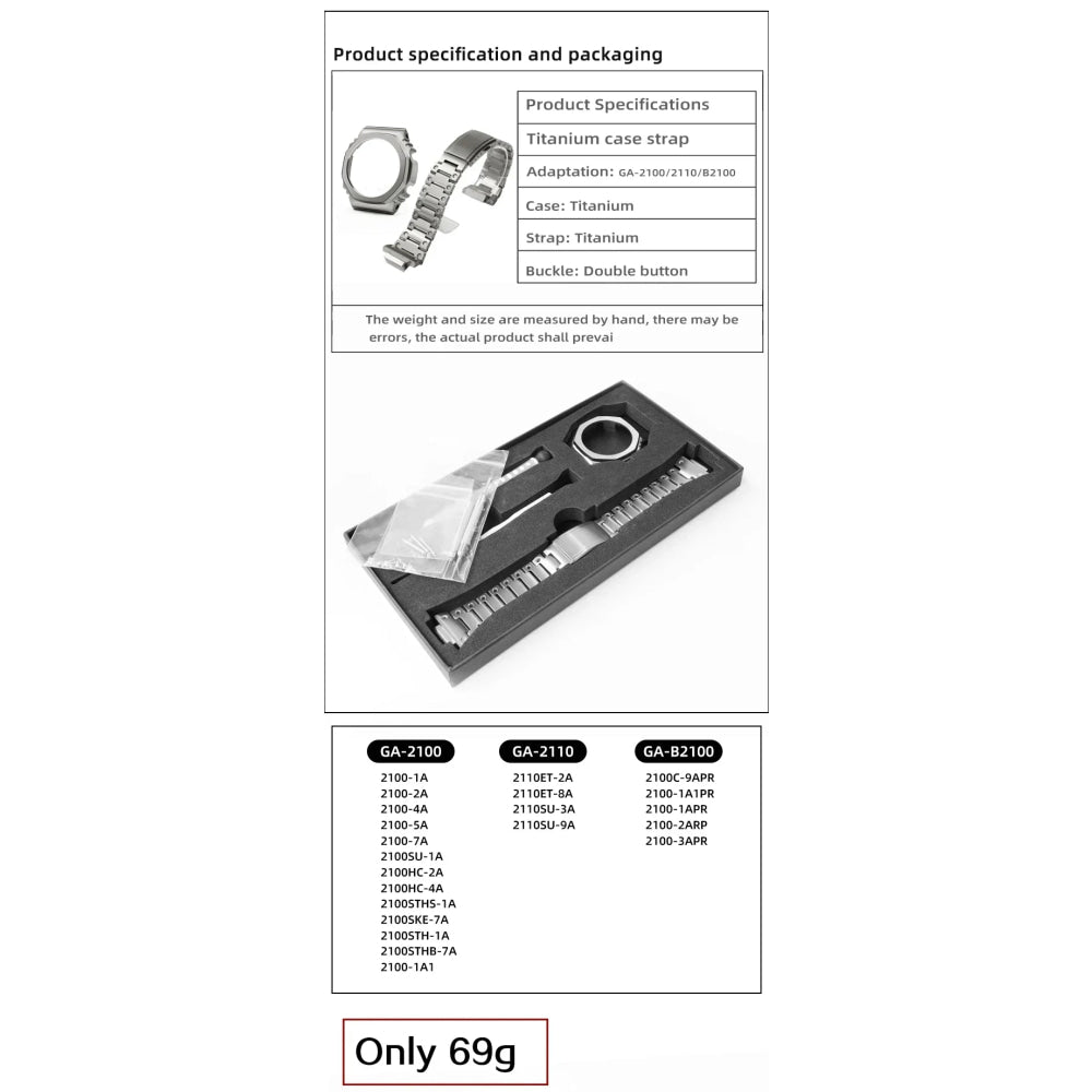 Modification Kit Titanium Case Strap for Ga-b2100 Ga 2100 Ga2110 Casioak Watchband Accessory Refit Bezel Frame No Etching Screws