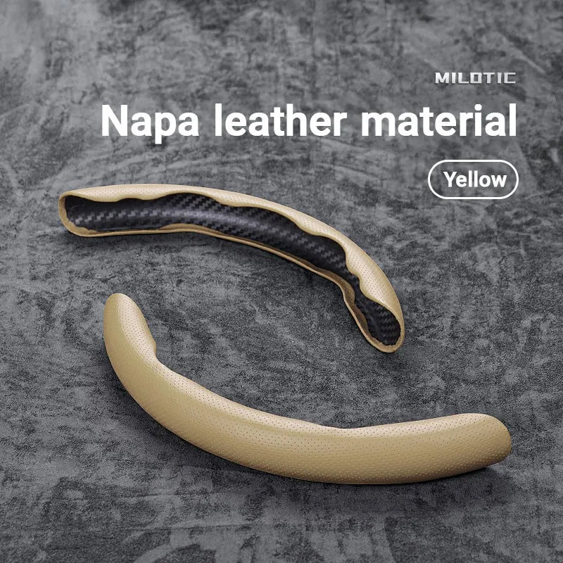 Universal Suede / Nappa Leather Car Steering Wheel Cover 38CM Breathable O/D Shape Protector Non-Slip Auto Interior Accessories