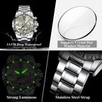 POEDAGAR Luxury Men Wristwatch Hollow Tourbillon Luminous Date Week Man Clock Automatic Mechanical Stainless Steel Men's Watches