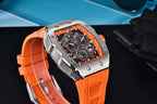PAGANI DESIGN skeleton Watch Sapphire YS012 Automatic Men’s Quartz Watch Silicone Square Clock Waterproof Relogio Masculino