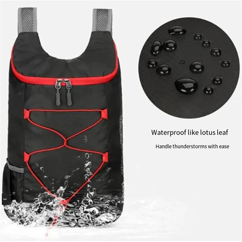 Mochila plegable multifuncional para exteriores, bolsa deportiva de tela de nailon impermeable y ligera de alta densidad para acampar, senderismo y viajes