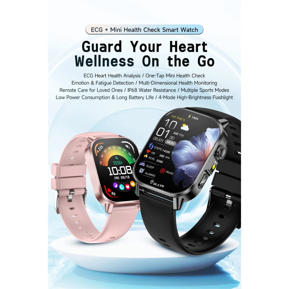 2026 New Model Uric Acid & Lipid Health Analysis Smart Watch Men ECG+PPG Bluetooth Call 2.01-inch Flashlight Smartwatch Women