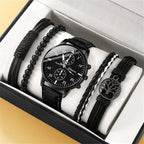 Nuevo reloj de pulsera de lujo para hombre, reloj de pulsera de cuarzo de cuero marrón a la moda de negocios, juego de regalo de Relogio Masculino