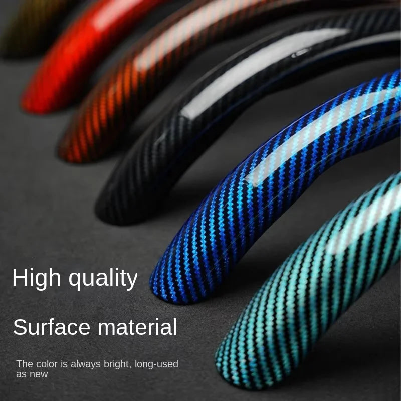 2/3PCS Laser Carbon Fiber Silicone Car Steering Wheel Cover 1K Micro Fiber Leather PVC Wheel Booster Cover Non-Slip Universal