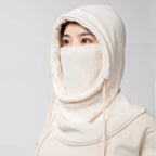 Pasamontañas de invierno Unisex con capucha de punto, bufanda para bicicleta a prueba de viento, gorro para hombres y mujeres, máscara de esquí de lana cálida con cordón, equipo para clima frío