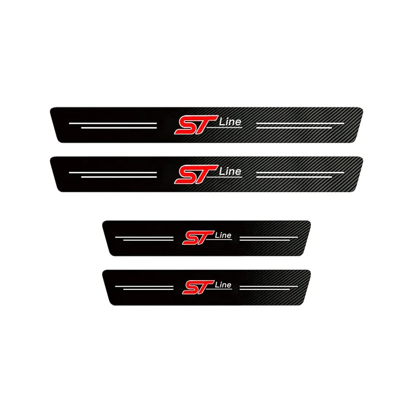 1/4/5Pcs Car Door Sill Scuff Plate Decor Carbon Fiber Stickers For Ford ST Line Focus Fiesta Shelby Edge Mondeo Explorer Transit