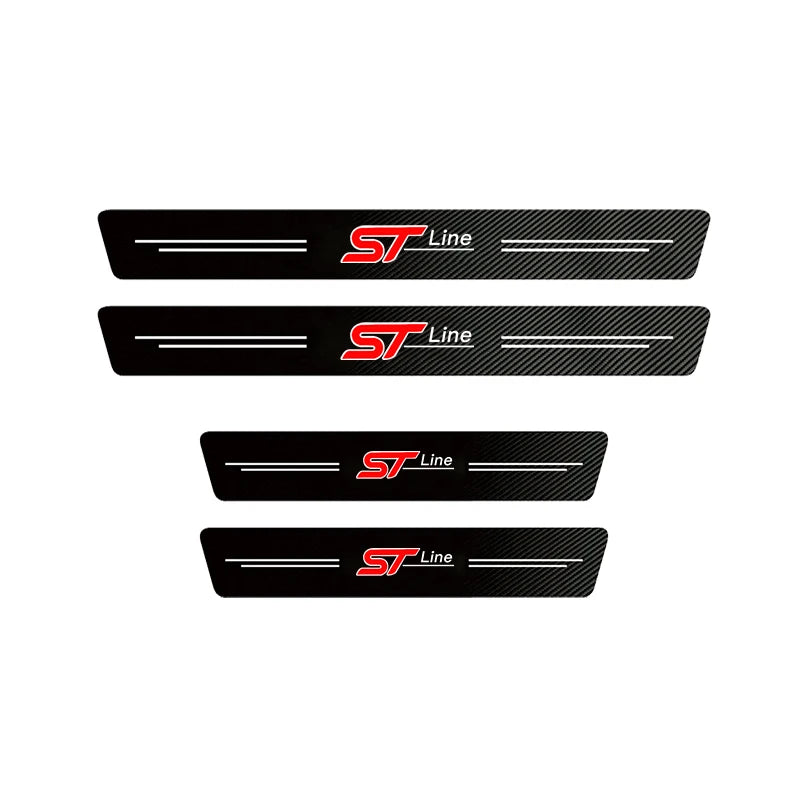 1/4/5Pcs Car Door Sill Scuff Plate Decor Carbon Fiber Stickers For Ford ST Line Focus Fiesta Shelby Edge Mondeo Explorer Transit