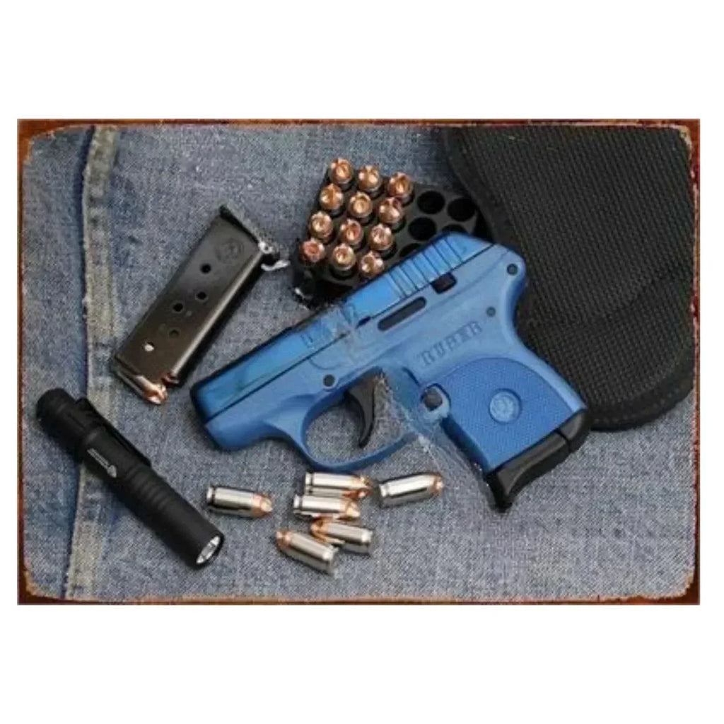 Letreros Metálicos con Forma de Pistola, que Exudan un Toque Militar, Ideales como Decoración de Pared en Cuartos de Hombre, Hogares, Cafeterías, Jardines, Clubes y Bares.