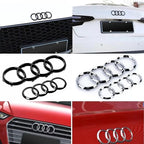 For Audi A3 A4 A5 A6 A7 Q2 Q3 Q5 Q8 TT ABS Black Hood Front Bonnet Grill Rear Trunk Emblem Logo Badge Sticker Decal  4 Ring Logo