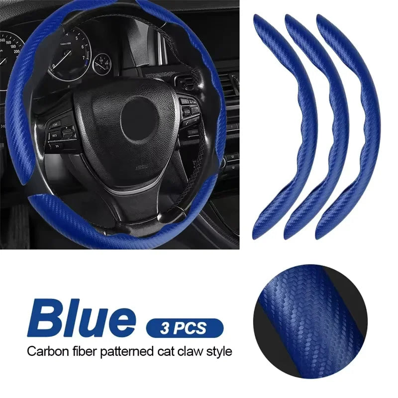 2/3PCS Carbon Fiber Universal Car Steering Wheel Booster Cover Non-Slip Auto Interior Decoration Accessories for Auto Deco