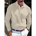 Spring New Light Luxury Light Business Mature Casual Men Sports Retro Style Striped Fashion Men Outdoor Long Sleeve POLO Shirt