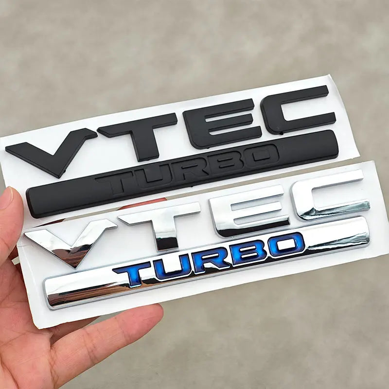 3D ABS Chrome Black Letters VTEC TURBO Logo Badge Emblem Car Rear Trunk Sticker for Honda Civic Accord CRV Auto Accessories