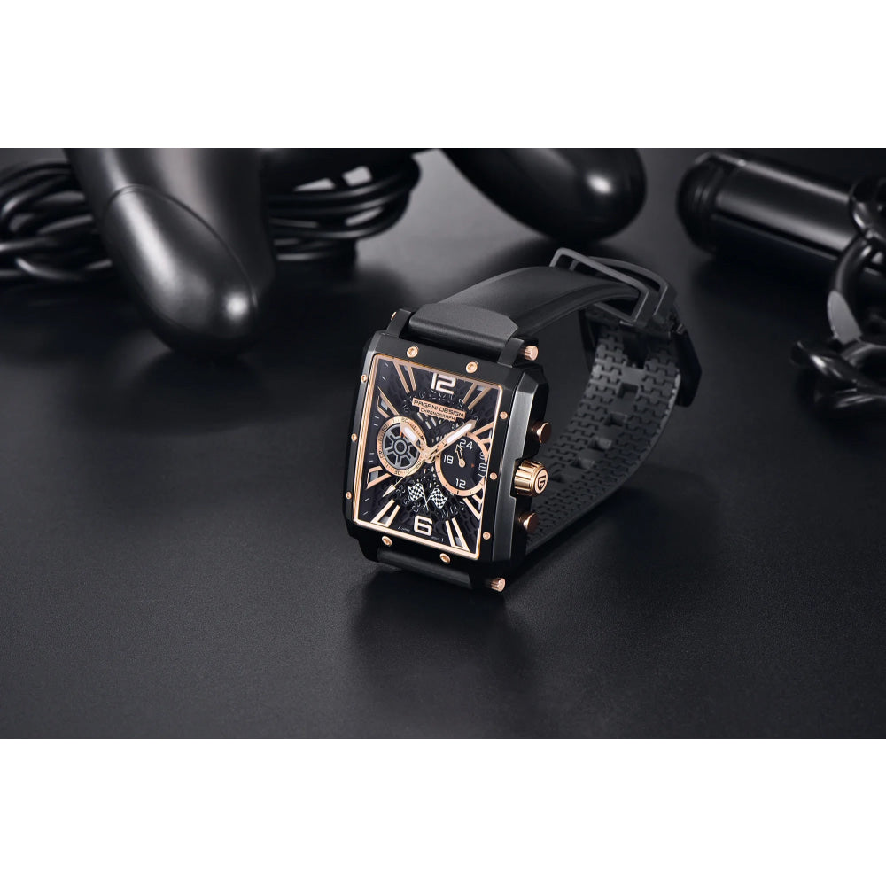 2026 New Pagani Design PD1725 Men Square Quartz Watch Chronograph 42MM Sapphire Glass Waterproof Racing Sports Silicone reloj