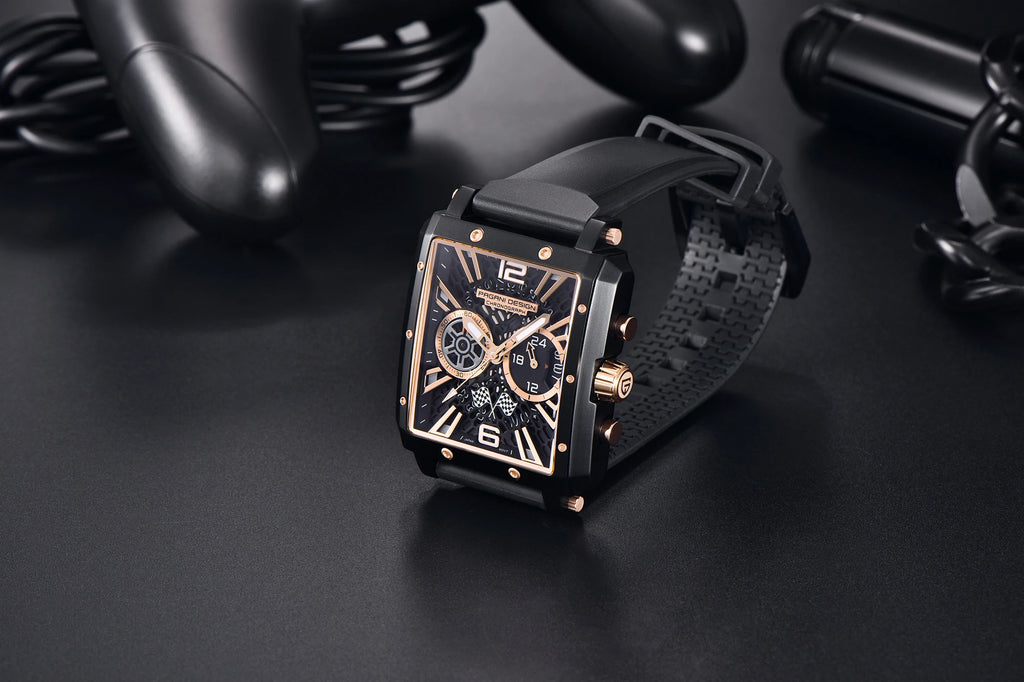 2026 New Pagani Design PD1725 Men Square Quartz Watch Chronograph 42MM Sapphire Glass Waterproof Racing Sports Silicone reloj