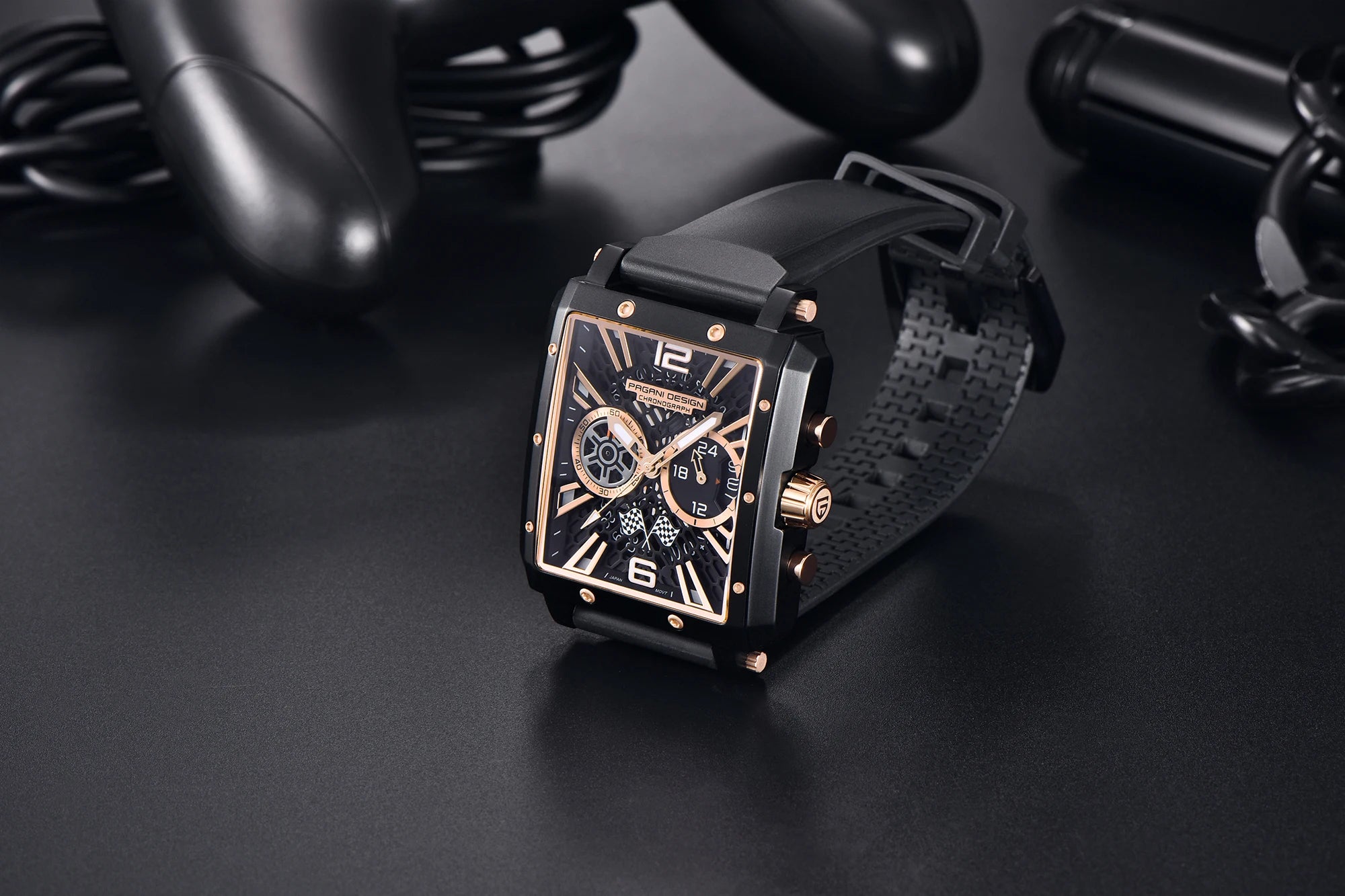 2026 New Pagani Design PD1725 Men Square Quartz Watch Chronograph 42MM Sapphire Glass Waterproof Racing Sports Silicone reloj