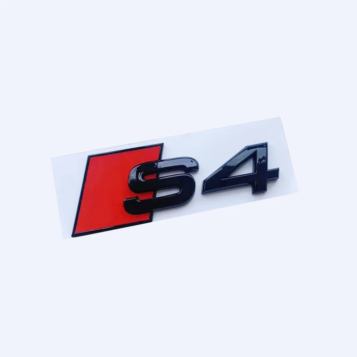 ABS 4-Ring Bright Black Car Hood Front Grill Emblem Rear Trunk Badge V6T Sticker Modified Accessories for Audi S4 2020-2024