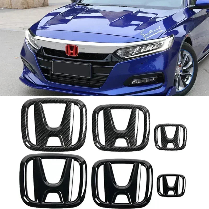 3Pcs Car Front Grille Rear Trunk Badge Steering Wheel Logo Sticker for Honda Accord Civic City XR-V CR-V Inspire Crider Envix