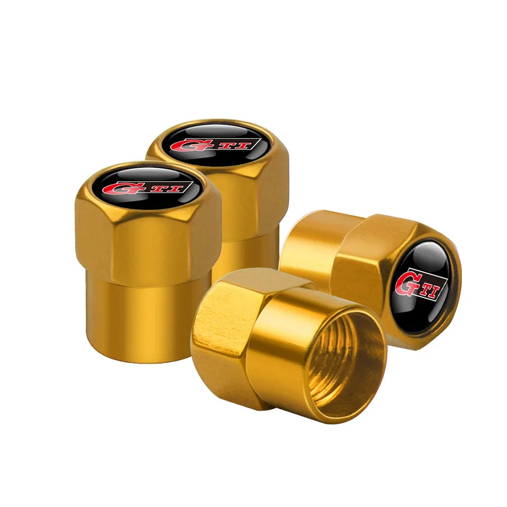 4Pcs Car Wheel Tires  Valve Caps Auto Exterior Accessories For Volkswagen GTI Golf Polo Passat RLine Magotan Jetta Bora Beetle R