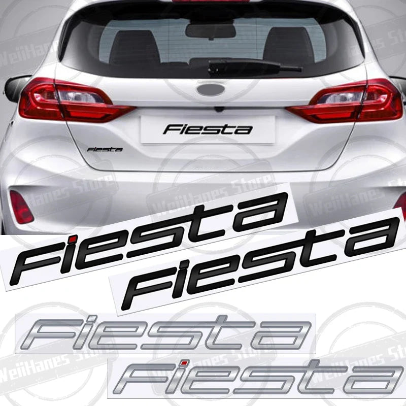 Metal 3D For Ford Fiesta Edge Badge Letter Logo Car Rear Trunk Body Sticker Emblem Glossy Black Accessories