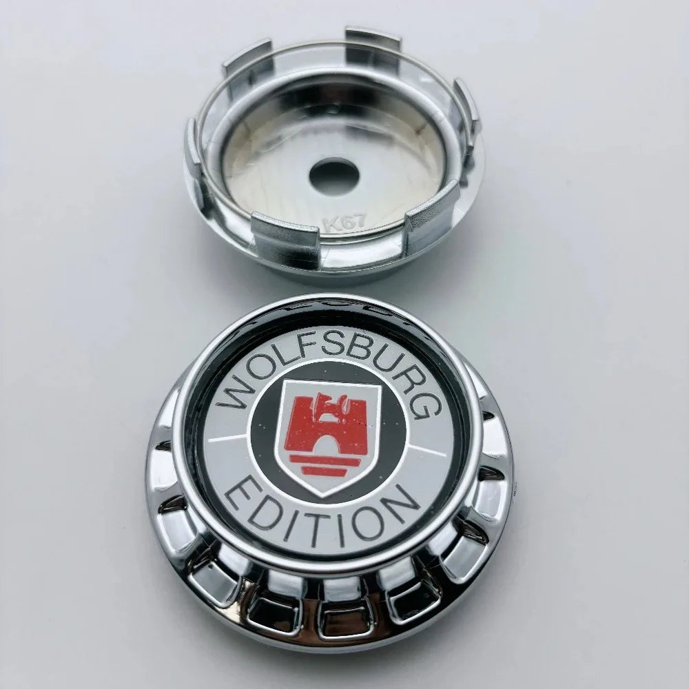 4pcs 67mm ( Clips 62mm ) Car Wheel Center Caps Wheel Hubcaps Rim Hub Dust Cover With Wolfsburg Logo Emblem Badge Car Accessories