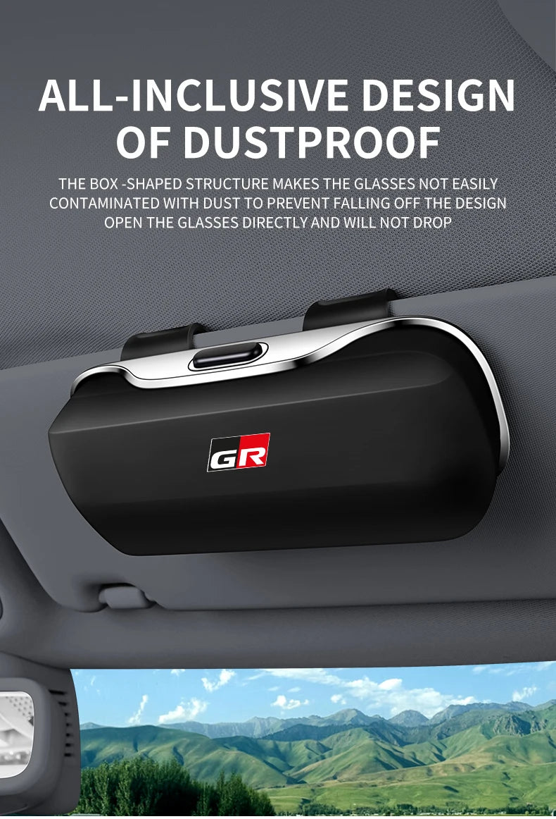 Car Eyewear Case Box Sunglasses Holder Sun Visor Storage Protective Frame Box Glasses Clip For Toyota GR Sport Rav4 Yaris Camry