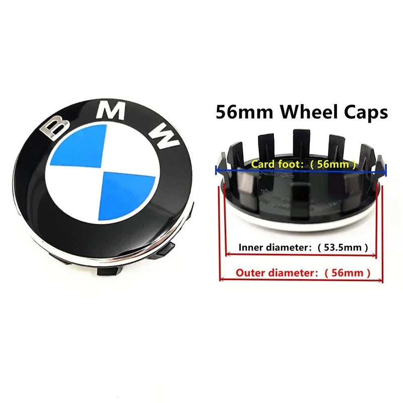 4Pcs 68mm 56mm Car Wheel Center Hub Cap Caps Emblem Logo For E90 E60 E61 E93 E87 E36 E46 E39 E53 F30 F20 F10 F15 X1 X3 X5 X6