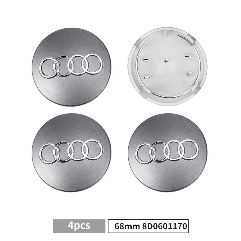 4pcs 60/61/68/69mm Car Wheel Center Hub Cap Rim Cover Car Goods For Audi B7 B5 B6 B8 B9 8P A3 A4 A5 A6 A7 A8 Q3 Q5 Q7 Q8 A1 8V