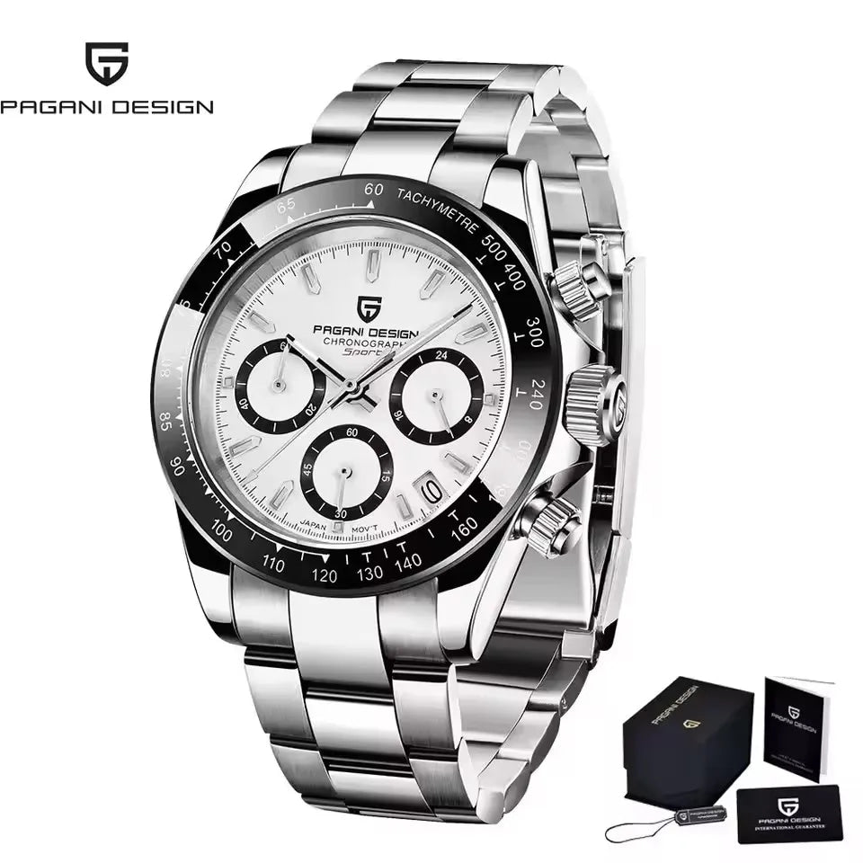 40mm New V2 PAGANI DESIGN Classic fashion Men Quartz Watches Sapphire Retro Chronograph Stainless Steel Waterproof Watch for Men