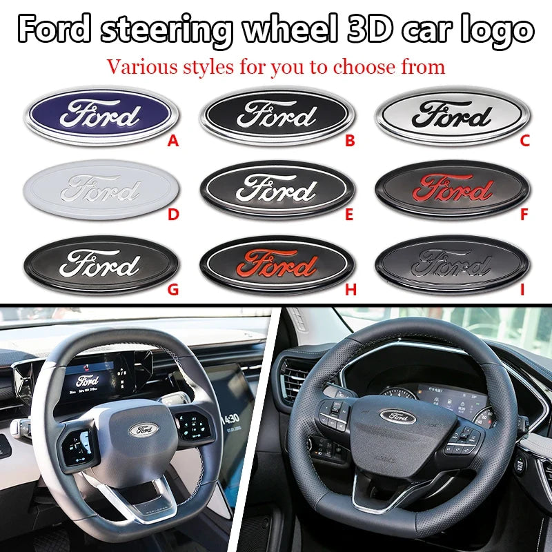 Aluminum Badge 5.8cm Car Steering Wheel Emblem Decals For Focus 2 Mk3 F150 Mondeo Fusion Ranger Escort Explorer Kuga Taurus
