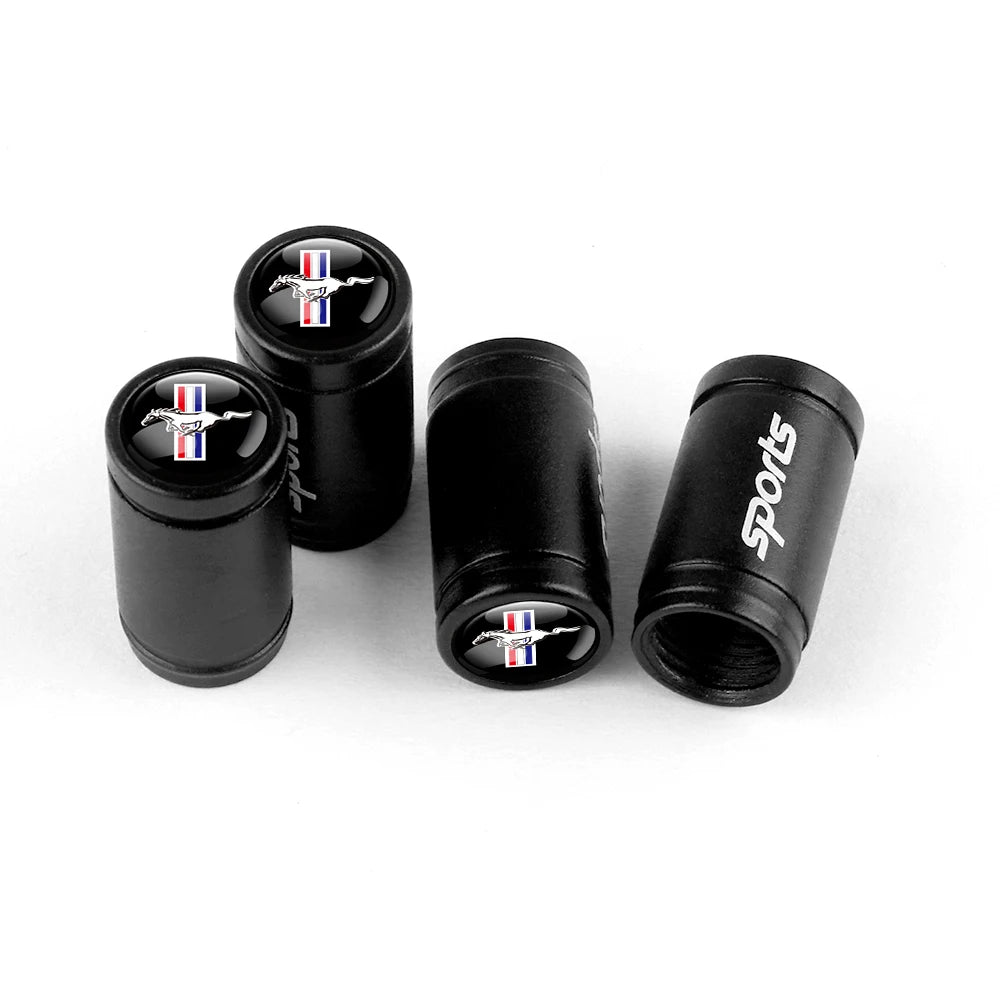 4pc Mustang Logo Tire Valve Caps Aluminum Alloy Dustproof Car Wheel Air Stem Cover For Ford Focus ST Mk7 Everest Kuga Fiesta Mk3