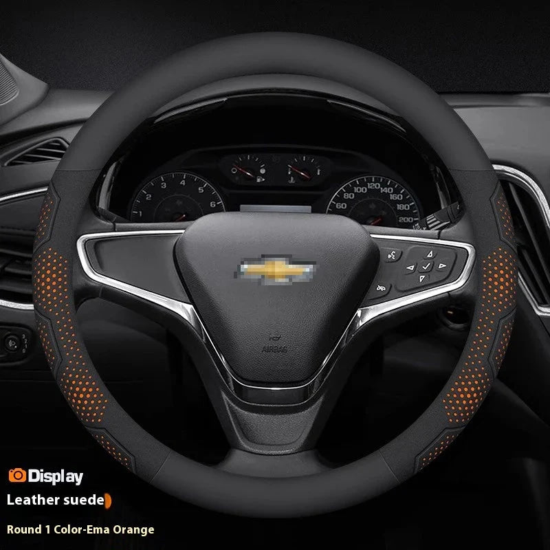 For Chevrolet Cruze Bolt Aveo Spark Onix capti Cavalier Carbon fiber Suede Microfiber Car Steering Wheel Cover Auto Accessories