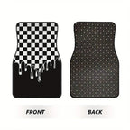 4pcs car floor mat, plaid design - stylish and durable, anti-fouling, suitable for all vehicles, including front and rear seats