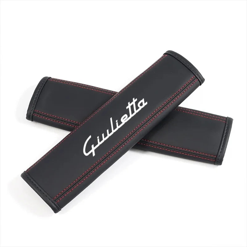Car Seat Belt Nappa Leather Belt Shoulder Covers Interior For Alfa Romeo Giulia Stelvio Giulietta MITO Auto Accessories