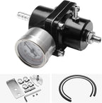 Universal 1Set Adjustable Fuel Pressure Regulator + Gauge+ Fitting Kit Aluminum Black Blue Red Silver