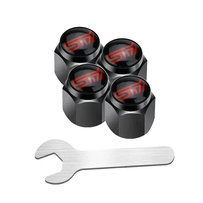 Car Wheel Tire Valve Stem Caps Air Cover with Wrench for Subaru Forester Ascent BRZ STI Exiga Legacy Outback Tribeca WRC WRX XV