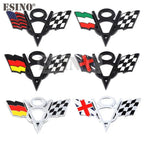3D V8 Metal Zinc Alloy National Flag Badge Car Adhesive Emblem for Italy France Germany England America US Flag Body Fender