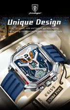 POEDAGAR Top Luxury Men Clock LED Calendar Week Luminous Man Wristwatch Electronic Rectangle Silicone Strap Quartz Men's Watches