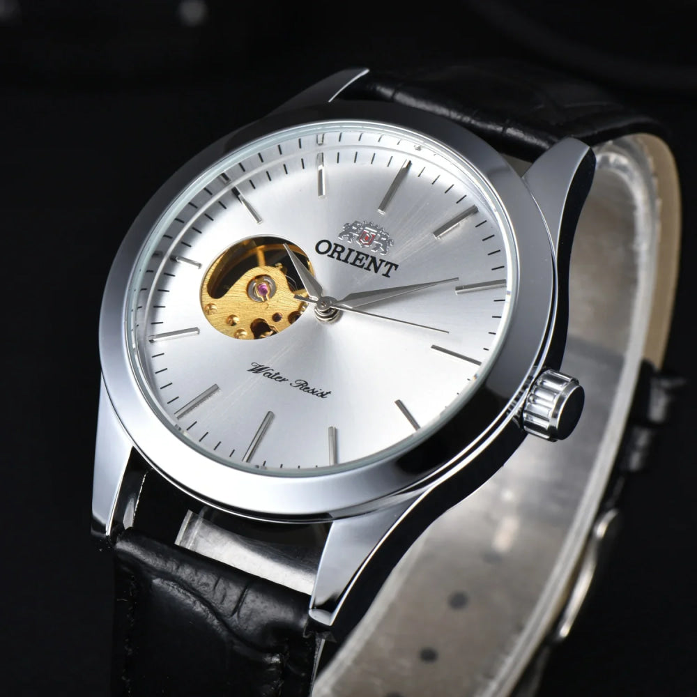Orient Watch  Double Lion Japanese Fully Automatic Mechanical Watch Hollowed Out Business Men's Watch Stainless Steel Strip